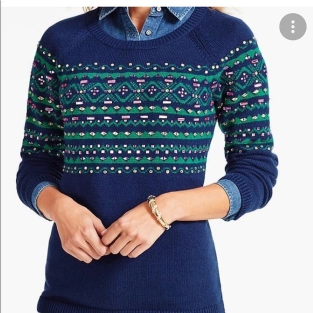 Talbots Fair Isle Jeweled lambs wool  Sweater Large